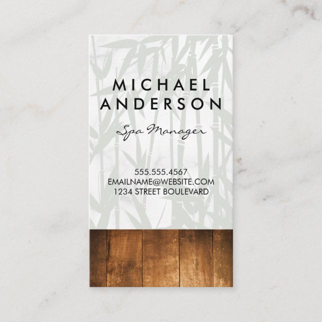 Dagsintervall Bamboo Wood Trim Bakgrund Visitkort (Framsida)