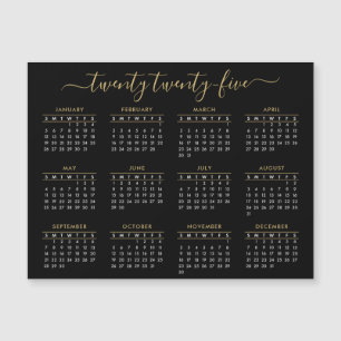 Dagskalendermagnet Modern Script Black Guld 2023