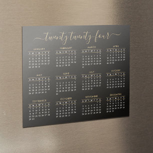 Dagskalendermagnet Modern Script Black Guld 2024