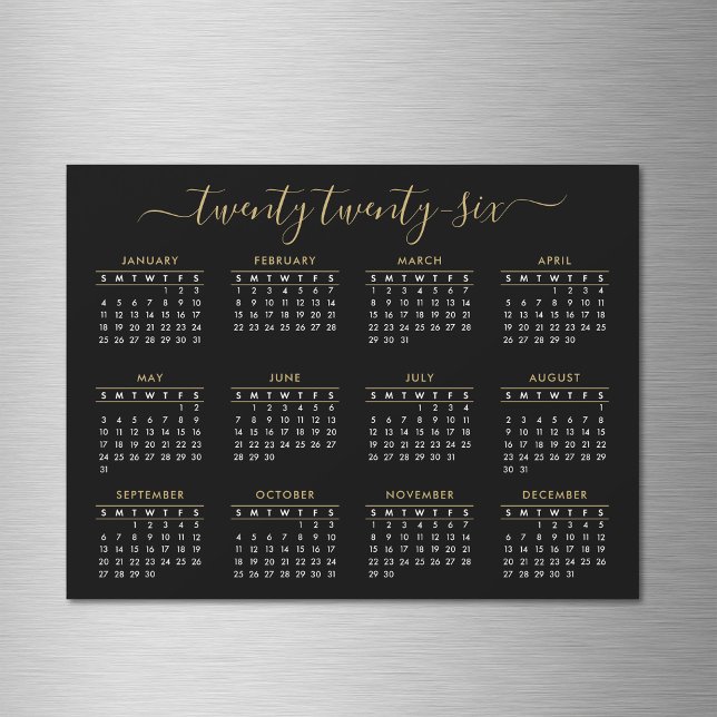 Dagskalendermagnet Modern Script Black Guld 2026 (Skapare uppladdad)