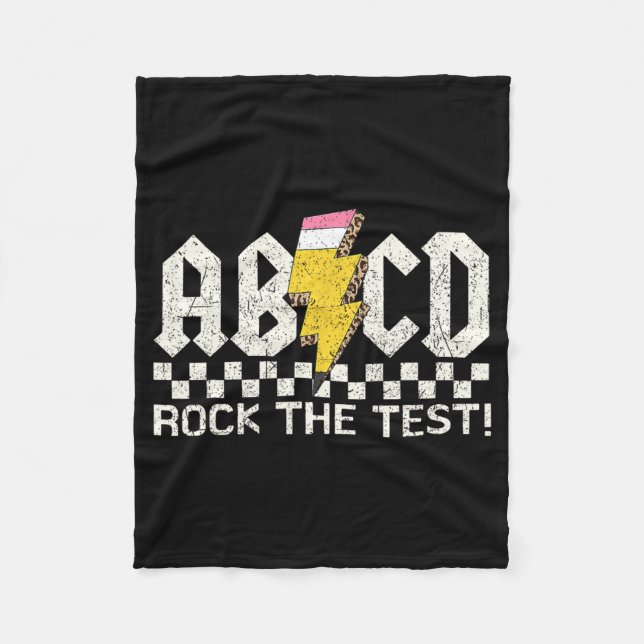 Dagslärartesten Retro Abcd Sten testdag Schoo Fleecefilt (Framsidan)