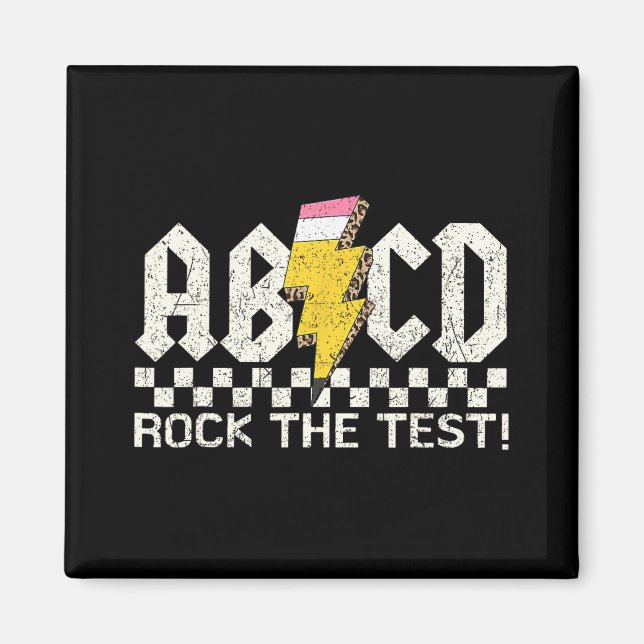 Dagslärartesten Retro Abcd Sten testdag Schoo Magnet (Framsidan)