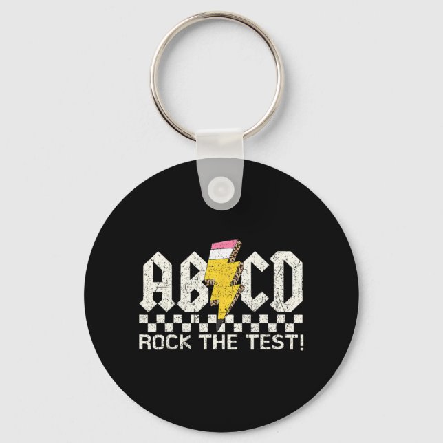 Dagslärartesten Retro Abcd Sten testdag Schoo Nyckelring (Framsida)