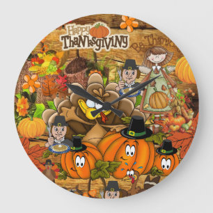 Dagslås i Happy thanksgiving Stor Klocka
