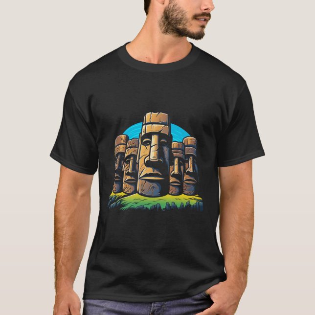 Dagsljus för Moai-chefer på ön Påsk Påsk T Shirt (Framsida)