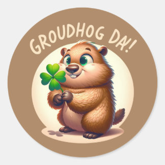 Dagsmärke på Groundhog Runt Klistermärke