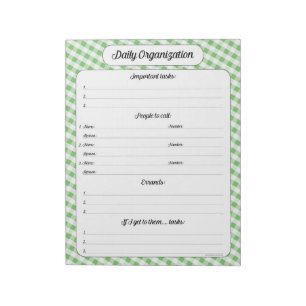 Dagsorganisation - Grönt Gingham Anteckningsblock