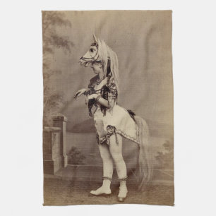 Daguerreotype/foto för Victorianhästdräkt Kökshandduk