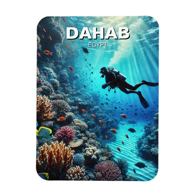 Dahab Egypten Scuba Diver Magnet (Vertikal)