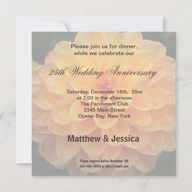 Dahlia-årsdagen Inbjudningar (Framsida)