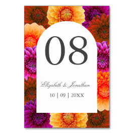Dahlia Autumn Blommigt Bröllop Bordsnummer