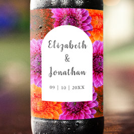 Dahlia Autumn Blommigt Bröllop Ölflaska Etikett
