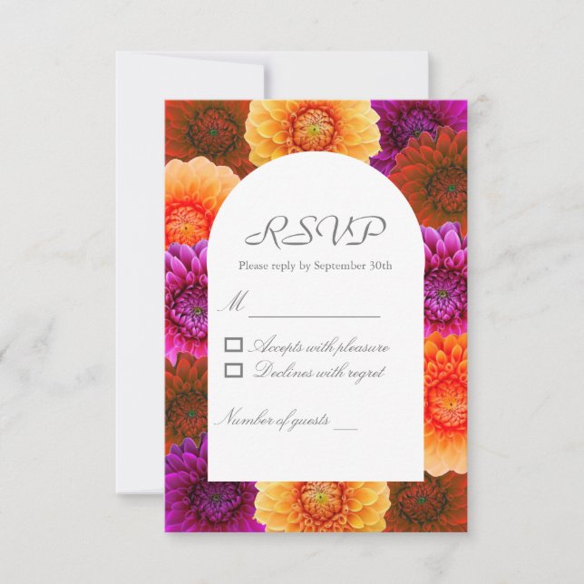 Dahlia Autumn Blommigt Bröllop OSA Kort (Framsida)