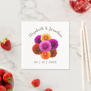 Dahlia Autumn Blommigt Bröllop Pappersservett