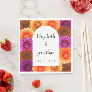 Dahlia Autumn Blommigt Bröllop Pappersservett