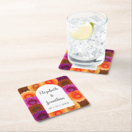 Dahlia Autumn Blommigt Bröllop Underlägg Papper Kvadrat