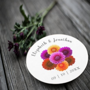Dahlia Autumn Blommigt Bröllop Underlägg Papper Rund