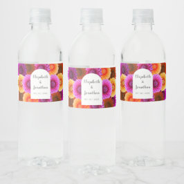 Dahlia Autumn Blommigt Bröllop Vattenflaskor Etikett