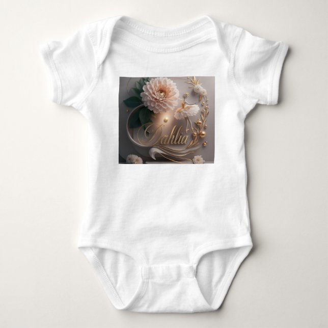 Dahlia Ballet Bloom Blommig Konstnärlig Design T Shirt (Framsida)