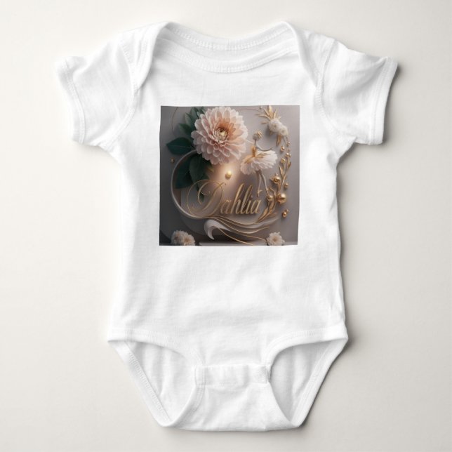  Dahlia Ballet Bloom Floral Art Design T Shirt (Framsida)