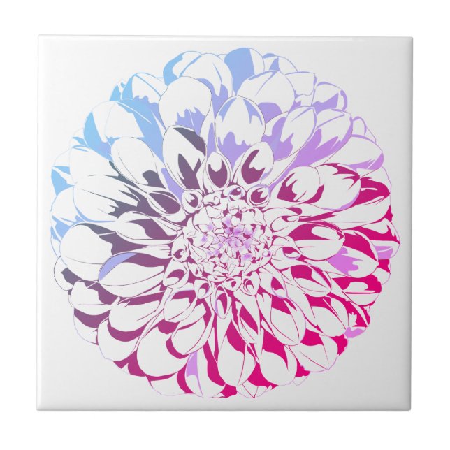 Dahlia-blom kakelplatta - ljusa rosa nyanser (Framsidan)