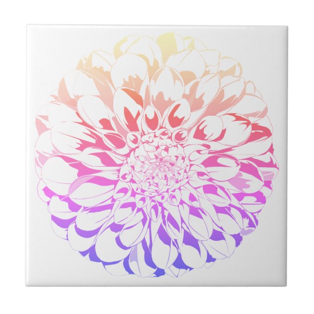Dahlia-blomma keramisk platta - violetta nyanser kakelplatta (Framsidan)