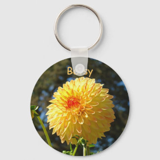 Dahlia Blomma nyckelringar Ditt Namn Färgrik