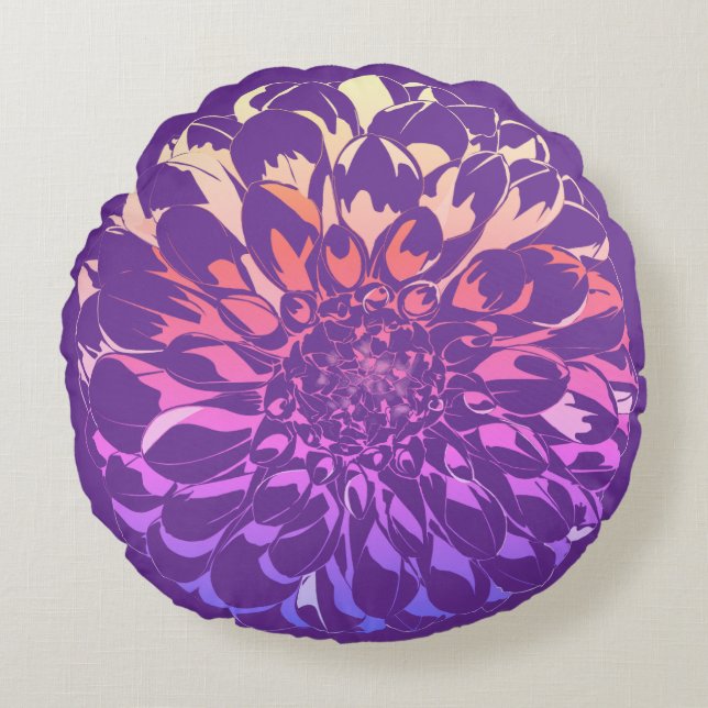 Dahlia blomma violett kudde  (Framsidan)