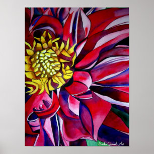Dahlia-blommans abstrakt, originalblomkonst poster