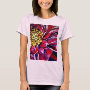 Dahlia-blommans abstrakt, originalblomkonst t-shirt