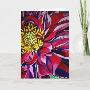 Dahlia-blommans vattenfärgkort art Mors dag Kort
