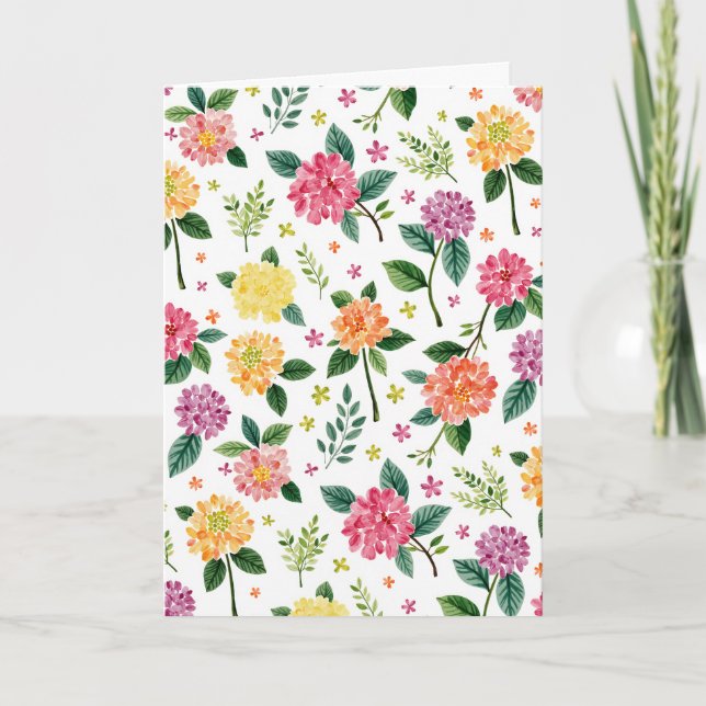 Dahlia Blommig Blomma Vattenfärg Grattiskort Kort (Framsida)
