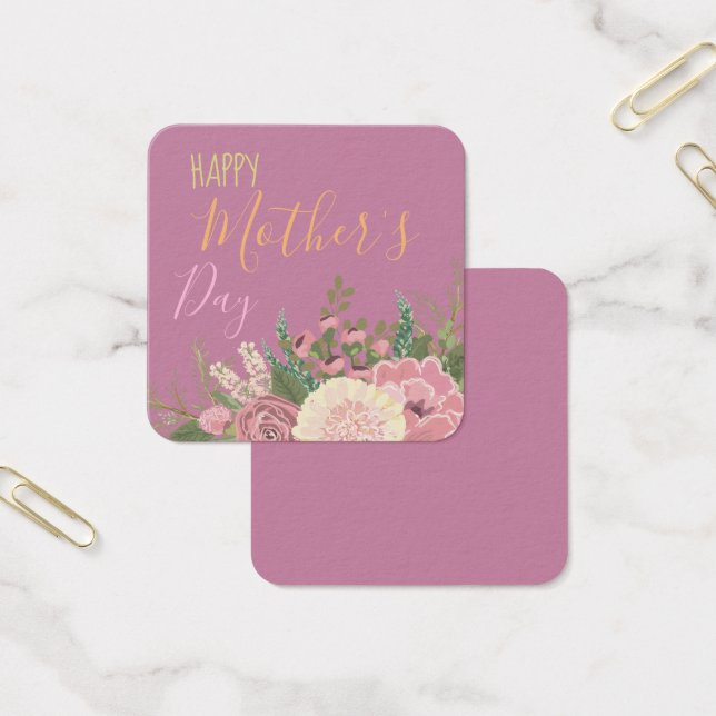 Dahlia blommigt bouqet/Mors dag Fyrkantigt Visitkort (Kontor)