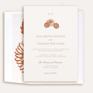 Dahlia Blommigt Sketch Monogram Formal Fall Weddin Inbjudningar