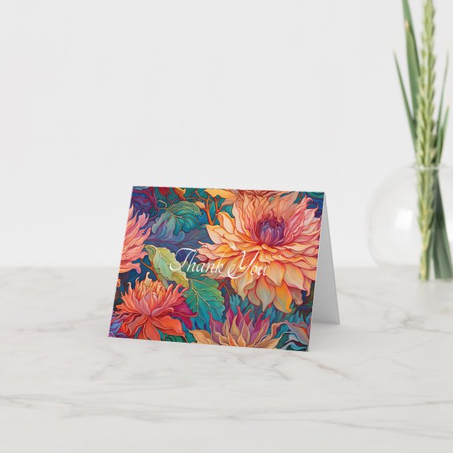 Dahlia Blommigt Tapestry blank Tack Kort (Framsida)