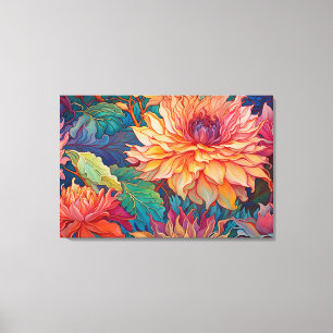 Dahlia Blommigt Tapestry Canvastryck