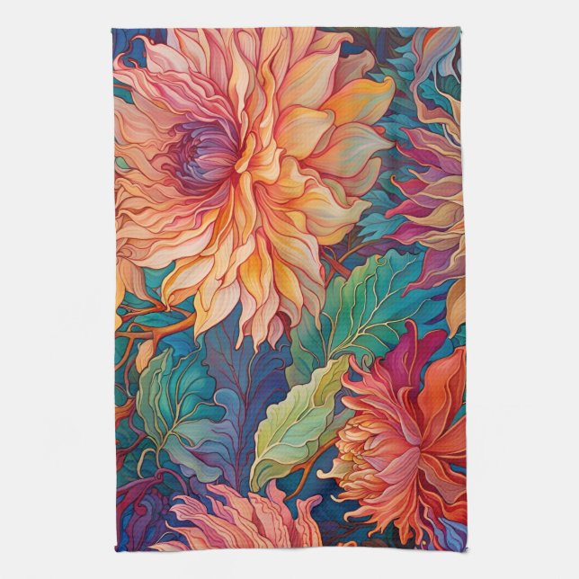 Dahlia Blommigt Tapestry Kökshandduk (Vertikal)