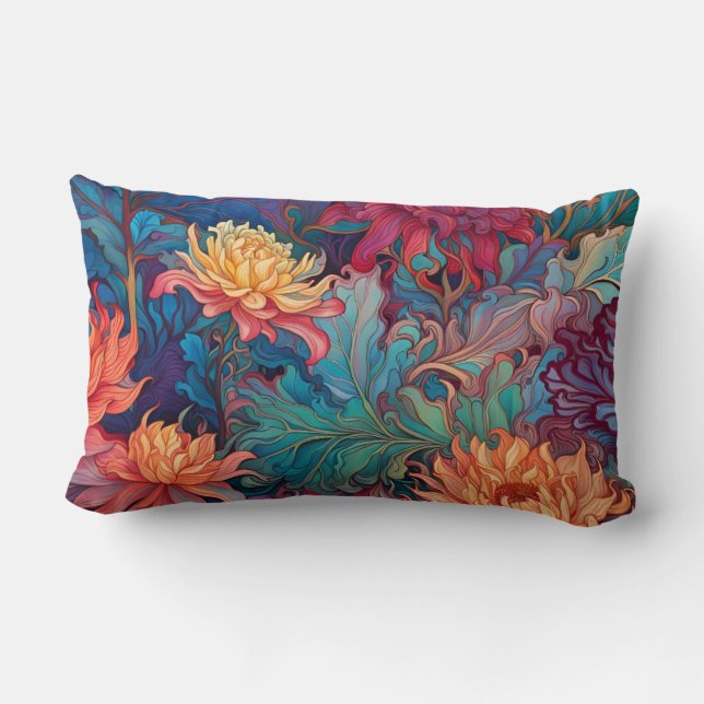 Dahlia Blommigt Tapestry Lumbarkudde (Baksida)