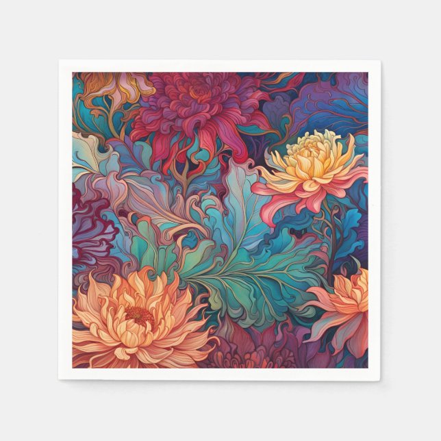 Dahlia Blommigt Tapestry Pappersservett (Framsidan)