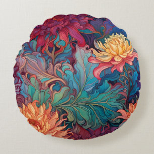 Dahlia Blommigt Tapestry Rund Kudde