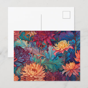 Dahlia Blommigt Tapestry Vykort