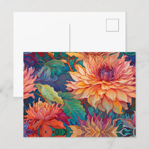 Dahlia Blommigt Tapestry Vykort
