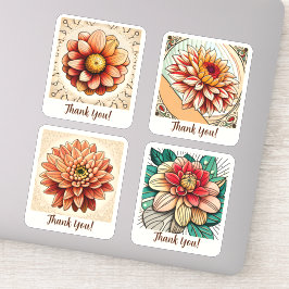 Dahlia Blommor Groovy Retro Personlig Klistermärken