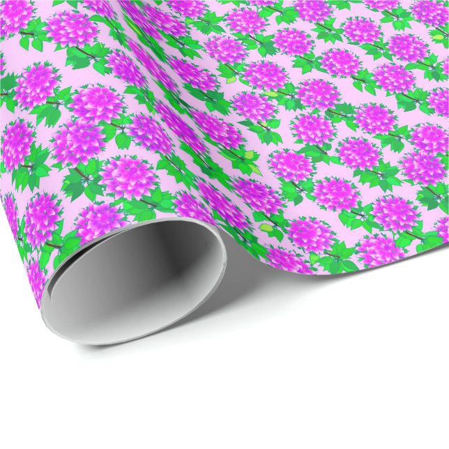 Dahlia blommor i violett och orkidé presentpapper (Rullad Hörn)
