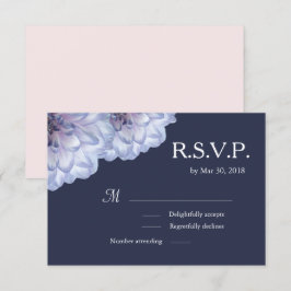 Dahlia-blommor lilac navy blue blommigt bröllop OS Inbjudningar