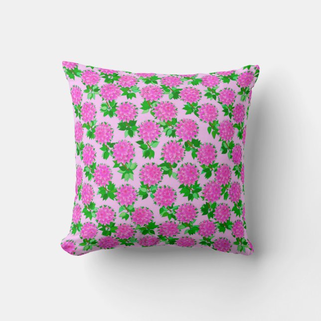 Dahlia-blommor på djupt rosa kudde (Framsida)