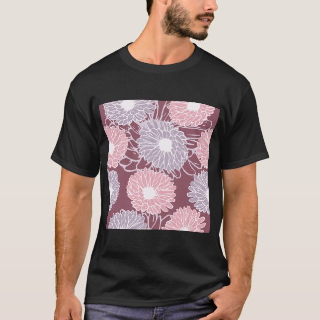 Dahlia-blommor, sömlösa mönster dekorativ kudde t shirt (Framsida)