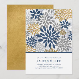 Dahlia Blooms födelsedagsfest inbjudan