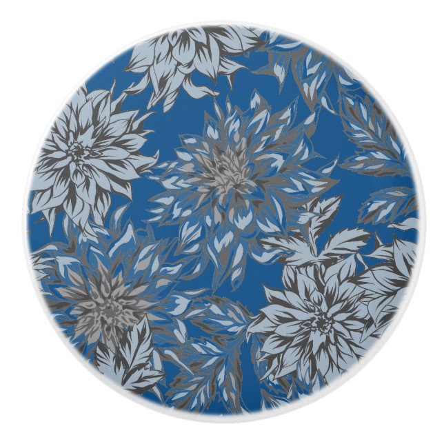 Dahlia Blue Taupe Ceramic pull Knopp (Framsidan)