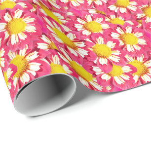 Dahlia bouquet - korall och vit med gult presentpapper